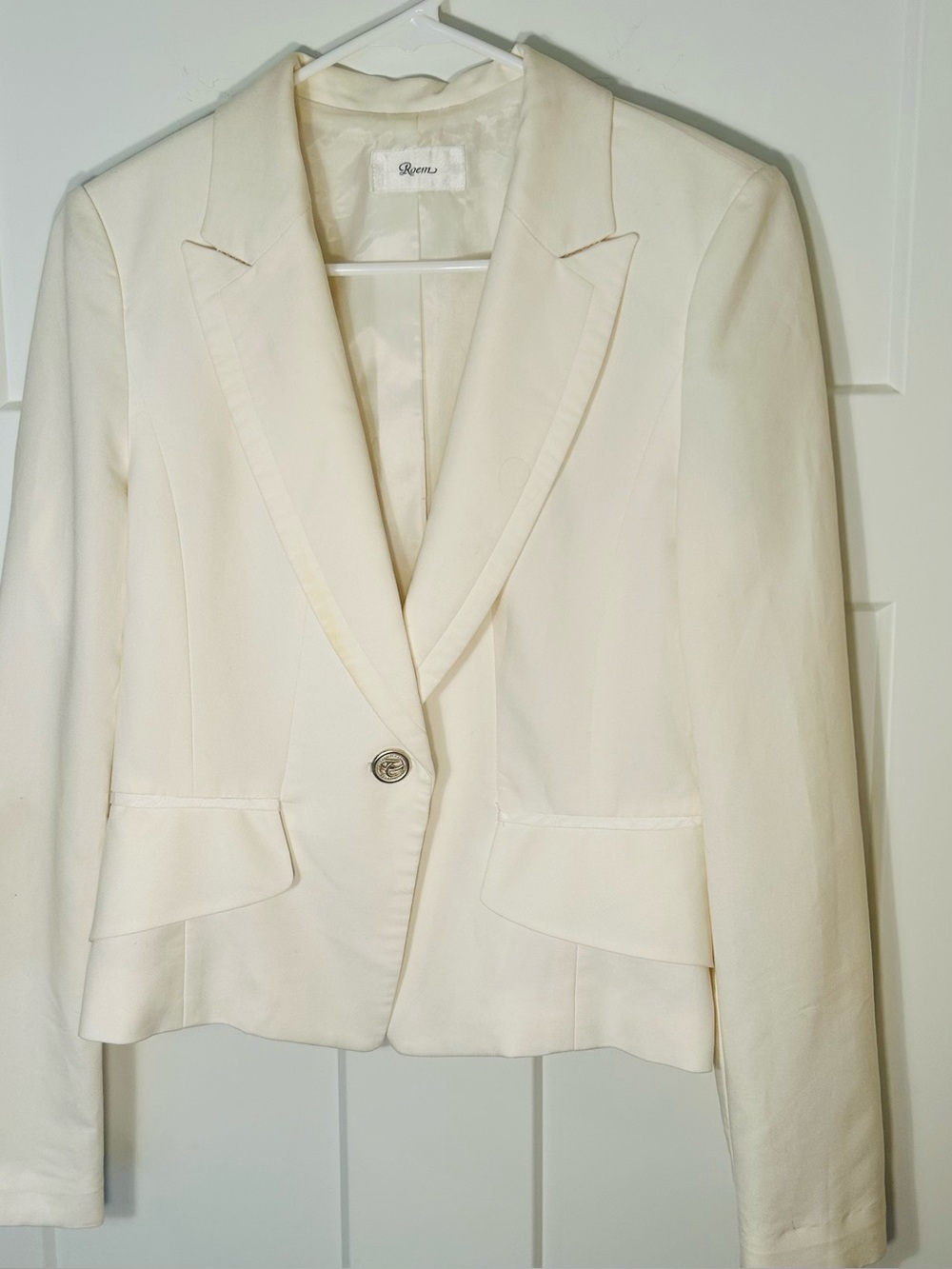 Cream Single-Button Tailored Blazer